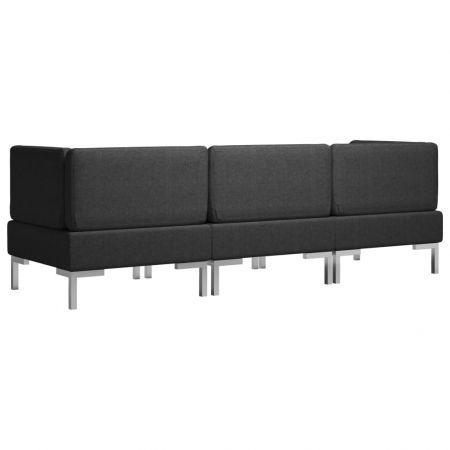 3 Piece Sofa Set Fabric Black