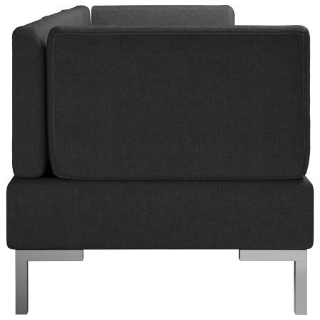 3 Piece Sofa Set Fabric Black