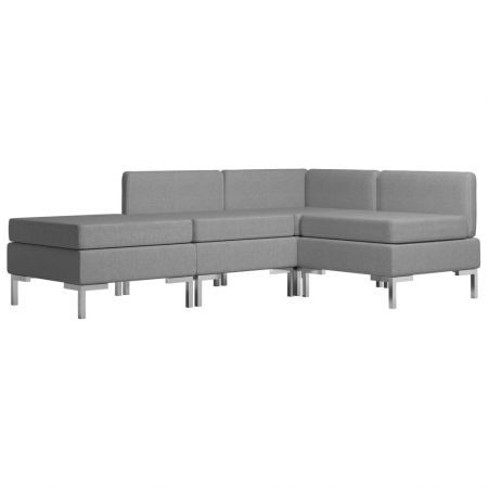 4 Piece Sofa Set Fabric Light Grey