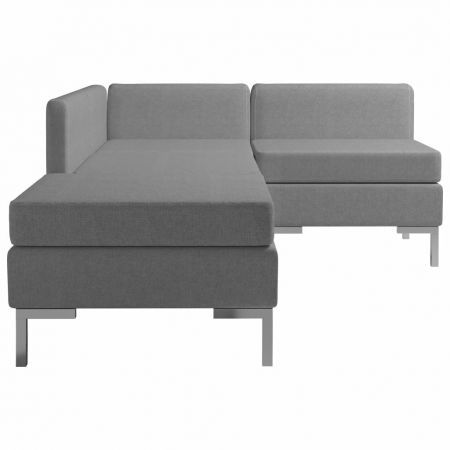 4 Piece Sofa Set Fabric Light Grey