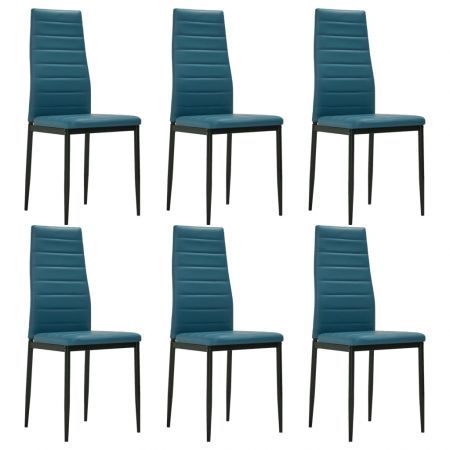 7 Piece Dining Set Faux Leather Sea Blue