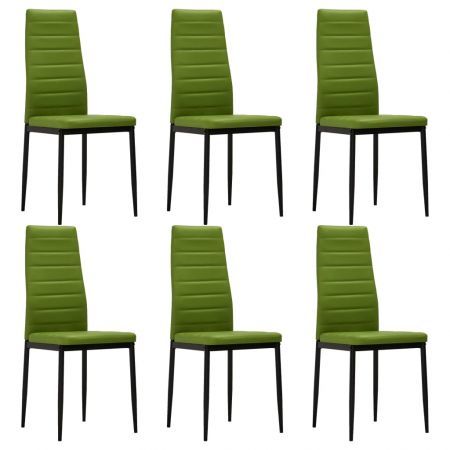 7 Piece Dining Set Faux Leather Lime Green