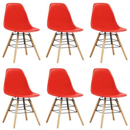 7 Piece Dining Set Plastic Red