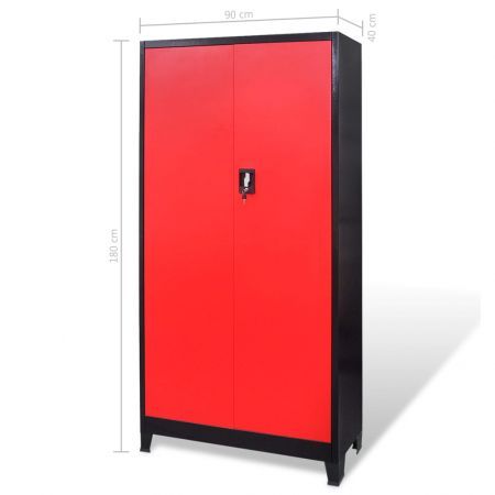 Tool Cabinet with Tool Chest Steel 90x40x180 cm Red and Black