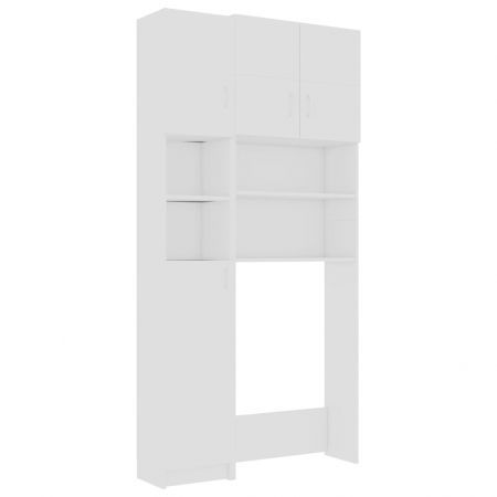 Washing Machine Cabinet Set White Chipboard