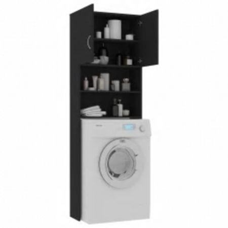 Washing Machine Cabinet Set Black Chipboard