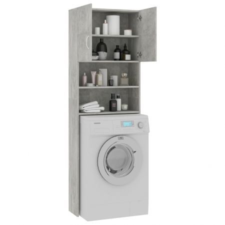 Washing Machine Cabinet Set Concrete Grey Chipboard