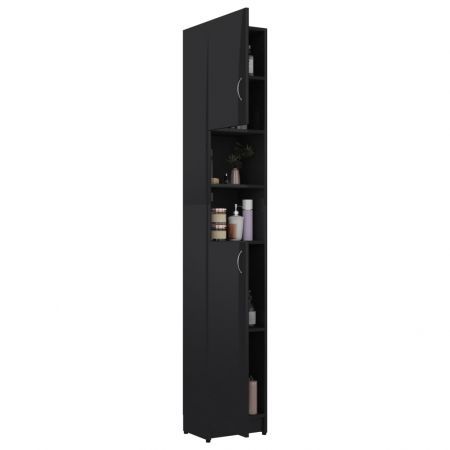 Washing Machine Cabinet Set High Gloss Black Chipboard