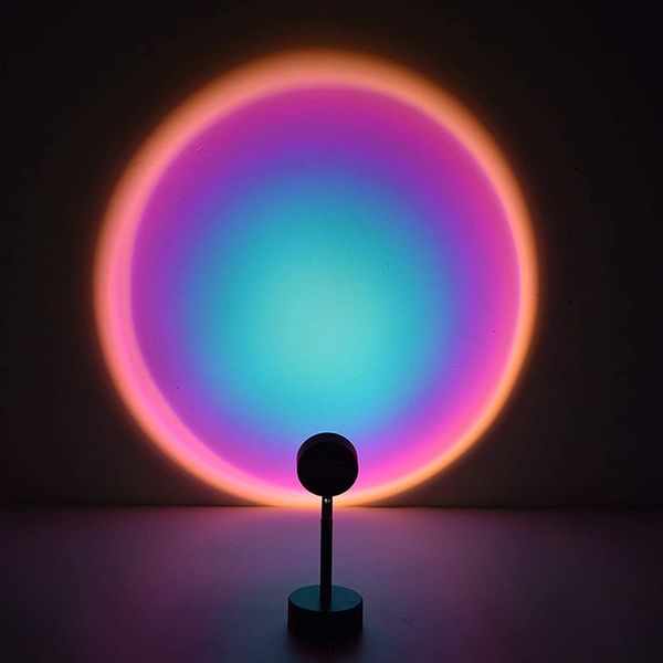 Sunset Projection Led Light, Rainbow Floor Stand Modern Lamp Night Light for Living Room Bedroom Romantic Projector Gift for Wedding Birthday Party -USB Charging