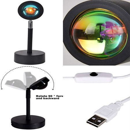 Sunset Projection Led Light, Rainbow Floor Stand Modern Lamp Night Light for Living Room Bedroom Romantic Projector Gift for Wedding Birthday Party -USB Charging