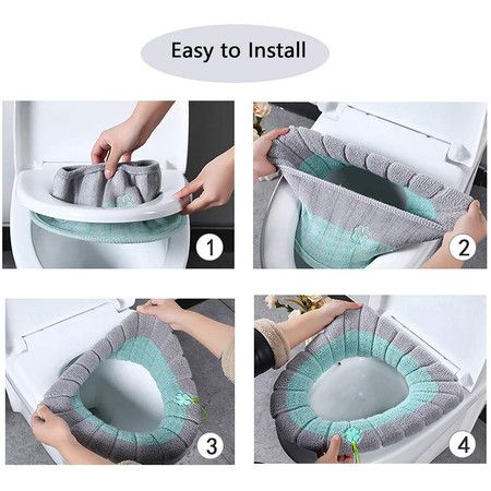 3Pcs Toilet Seat Cover, Soft Thick Toilet Seat Warmer with Lanyard(3 Random Color)