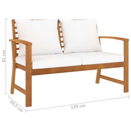 3 Piece Garden Lounge Set with Cushion Solid Acacia Wood