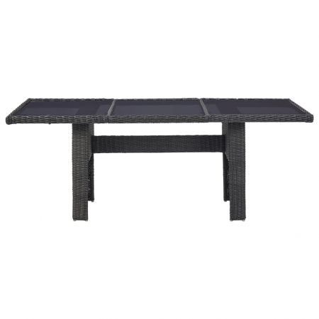 Garden Dining Table Black 200x100x74 cm Glass and Poly Rattan