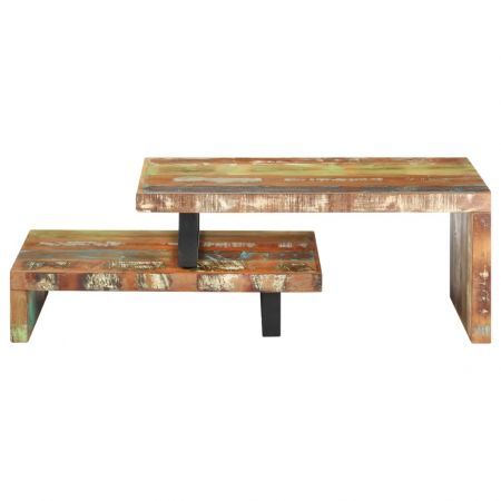 2 Piece Coffee Table Set Solid Reclaimed Wood