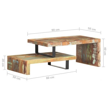 2 Piece Coffee Table Set Solid Reclaimed Wood