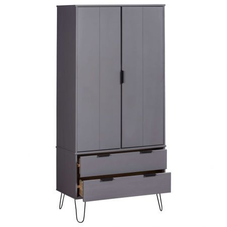 Wardrobe New York Range Grey Solid Pine Wood