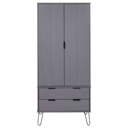 Wardrobe New York Range Grey Solid Pine Wood