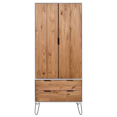 Wardrobe New York Range White and Light Wood Solid Pine Wood