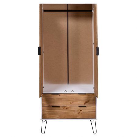 Wardrobe New York Range White and Light Wood Solid Pine Wood