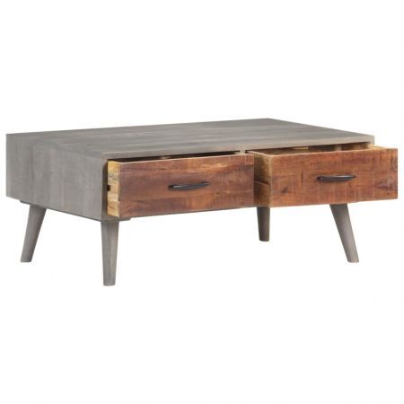 Coffee Table Grey 100x60x40 cm Solid Rough Mango Wood