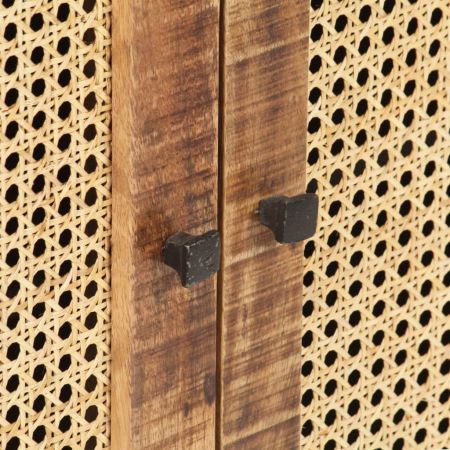 Sideboard 60x35x75 cm Rough Mango Wood and Natural Cane