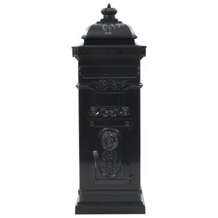 Pillar Letterbox Aluminium Vintage Style Rustproof Black