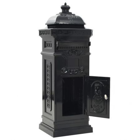 Pillar Letterbox Aluminium Vintage Style Rustproof Black