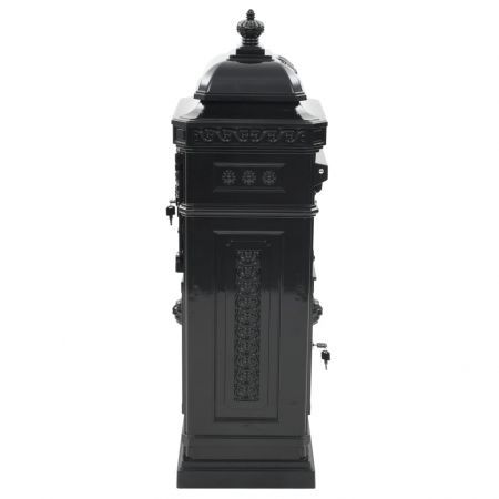 Pillar Letterbox Aluminium Vintage Style Rustproof Black