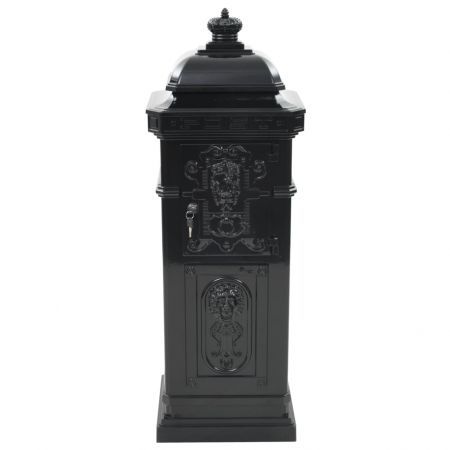 Pillar Letterbox Aluminium Vintage Style Rustproof Black