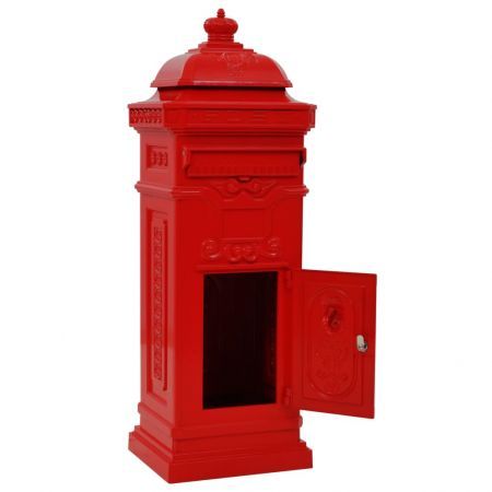 Pillar Letterbox Aluminium Vintage Style Rustproof Red