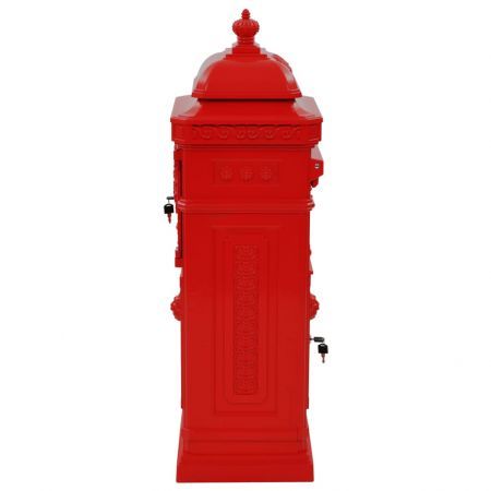 Pillar Letterbox Aluminium Vintage Style Rustproof Red