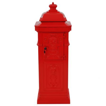 Pillar Letterbox Aluminium Vintage Style Rustproof Red