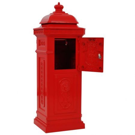 Pillar Letterbox Aluminium Vintage Style Rustproof Red