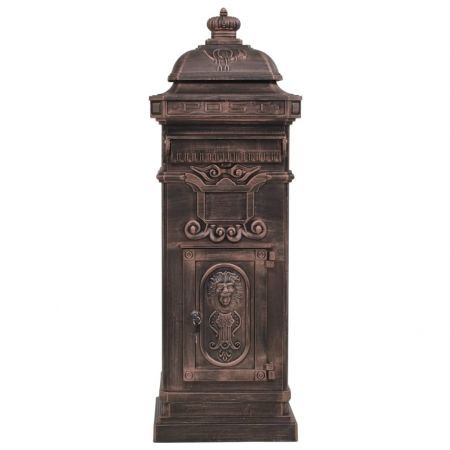 Pillar Letterbox Aluminium Vintage Style Rustproof Bronze