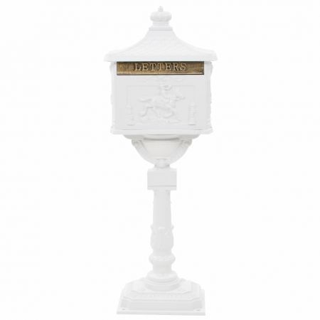 Pedestal Letterbox Aluminium Vintage Style Rustproof White