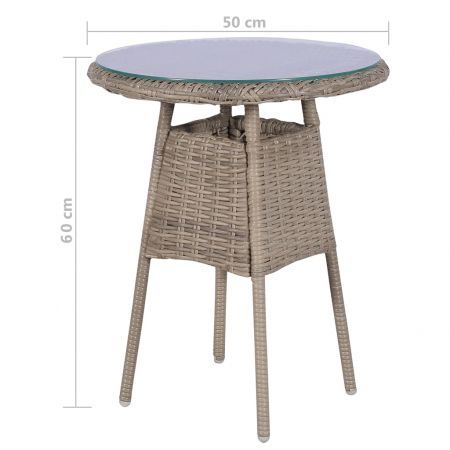 3 Piece Bistro Set with Cushions Poly Rattan Brown