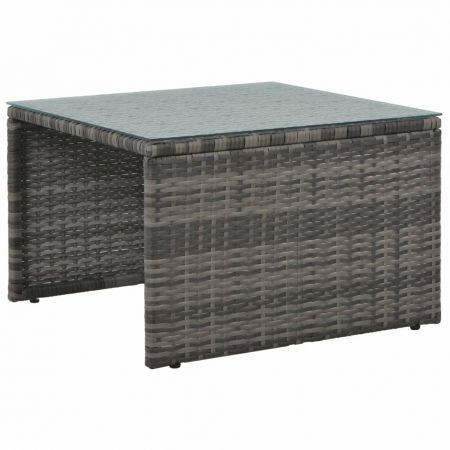 3 Piece Garden Lounge Set with Cushions Poly Rattan Grey