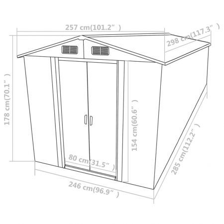 Garden Shed 257x298x178 cm Metal Green