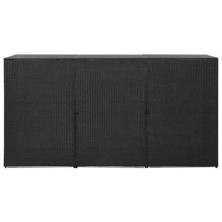 Triple Wheelie Bin Shed Black 229x78x120 cm Poly Rattan