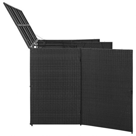 Triple Wheelie Bin Shed Black 229x78x120 cm Poly Rattan