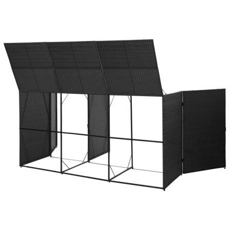 Triple Wheelie Bin Shed Black 229x78x120 cm Poly Rattan