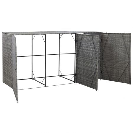 Triple Wheelie Bin Shed Anthracite 229x78x120 cm Poly Rattan