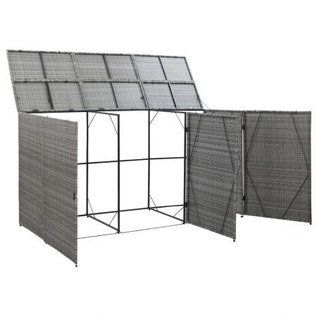 Triple Wheelie Bin Shed Anthracite 229x78x120 cm Poly Rattan