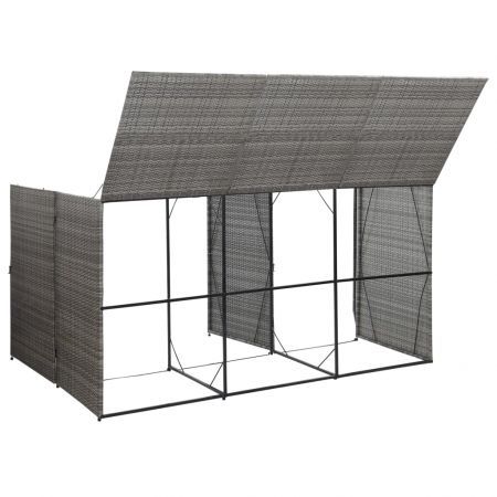 Triple Wheelie Bin Shed Anthracite 229x78x120 cm Poly Rattan