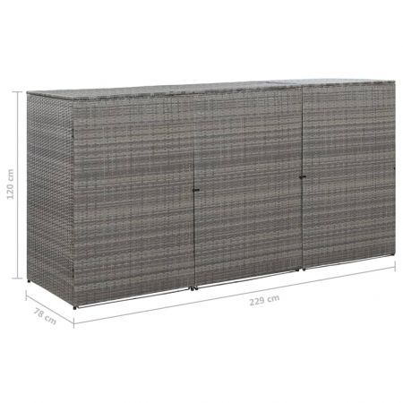 Triple Wheelie Bin Shed Anthracite 229x78x120 cm Poly Rattan