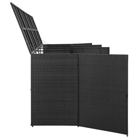 Quadruple Wheelie Bin Shed Black 305x78x120 cm Poly Rattan