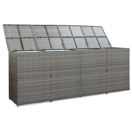 Quadruple Wheelie Bin Shed Anthracite 305x78x120 cm Poly Rattan