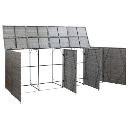 Quadruple Wheelie Bin Shed Anthracite 305x78x120 cm Poly Rattan