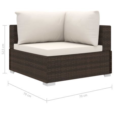 4 Piece Garden Lounge Set with Cushions Poly Rattan Brown