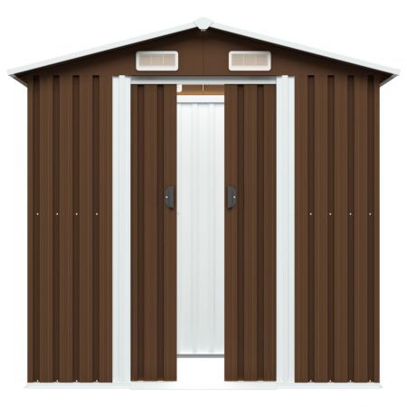 Garden Storage Shed Brown 204x132x186 cm Steel